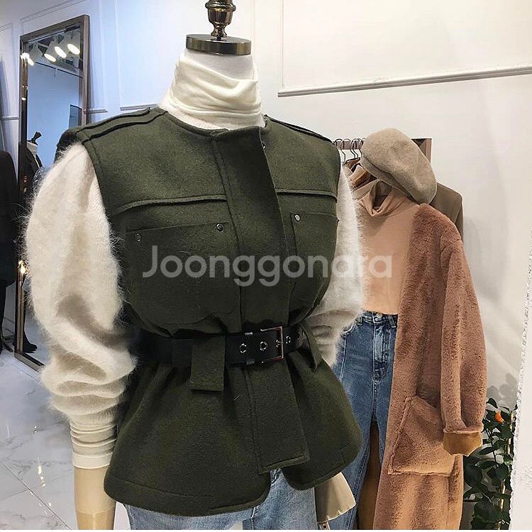 단독 제작된 카키베스트조끼--0