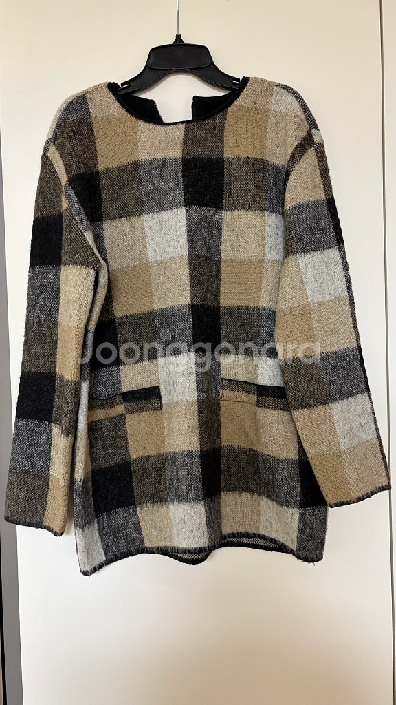 리스트 체크 니트 스웨터 미니 원피스--5