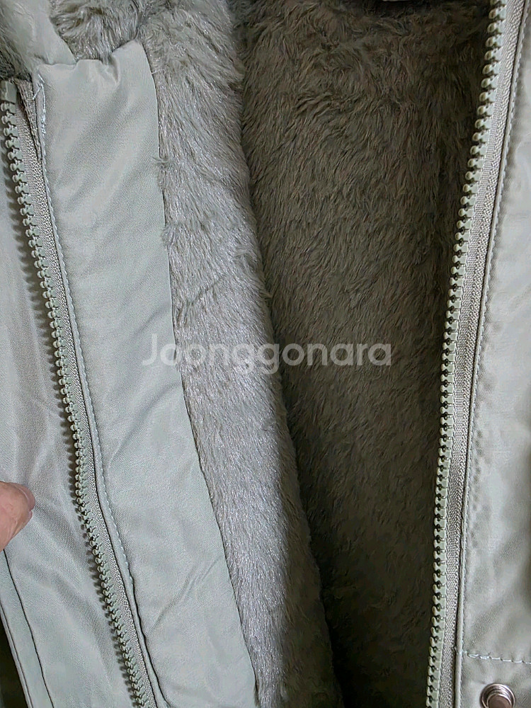 (새상품) 안쪽 털 민트색 후드퍼 롱패딩(55추천)--10